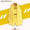 Bright Yellow Lapel Vest Coat Set with High-Waisted Strap Shorts & Belt – Street Style Summer Outfit