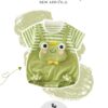 Baby Boys Light Green Frog Striped Romper with Paw Detail – Summer Cotton Knit Outfit