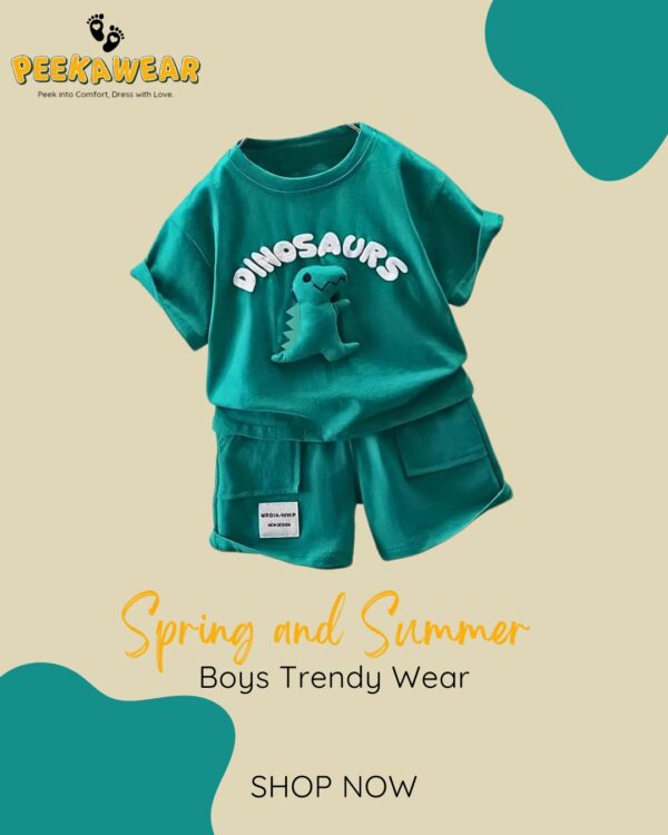 Tortoise Shorts & Crocodile T-Shirt Set – Casual Summer Outfit for Boys