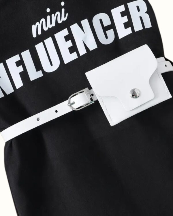 Chic Girls Letter Print Long T-Shirt with White Belt & Waist Bag – Casual Summer Knit Outfit