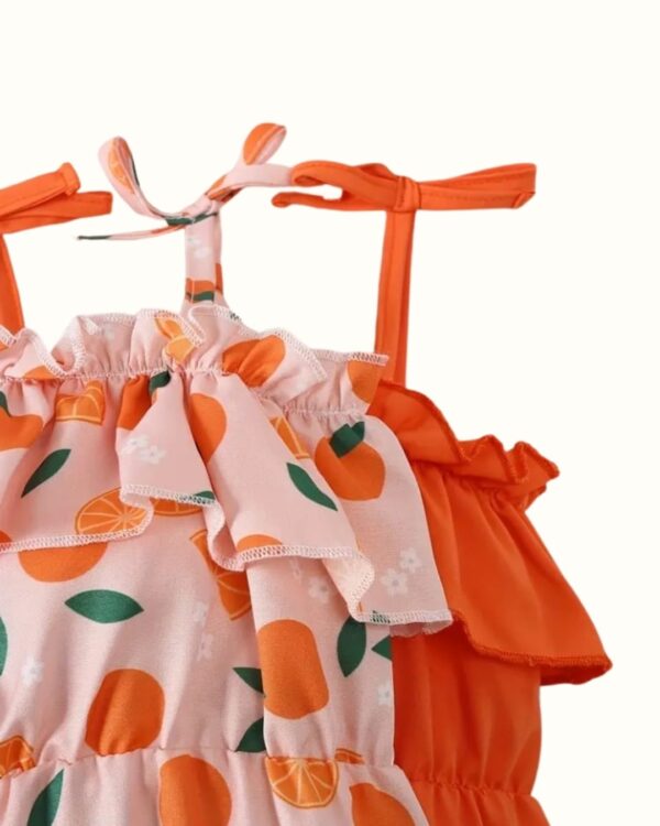 Newborn Rompers – Solid Tangerine & Fruit Print