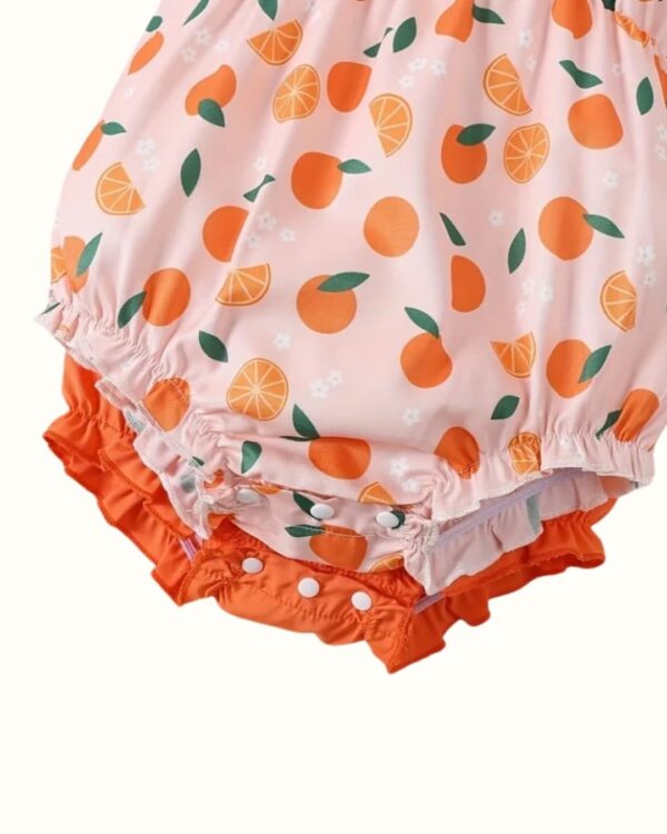 Newborn Rompers – Solid Tangerine & Fruit Print