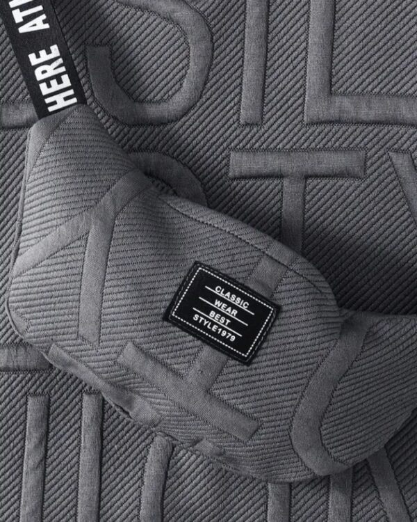 Boys Dark Grey Jacquard Alphabet Shorts, T-Shirt & Bag Set – Casual Knit Outfit for Spring/Fall