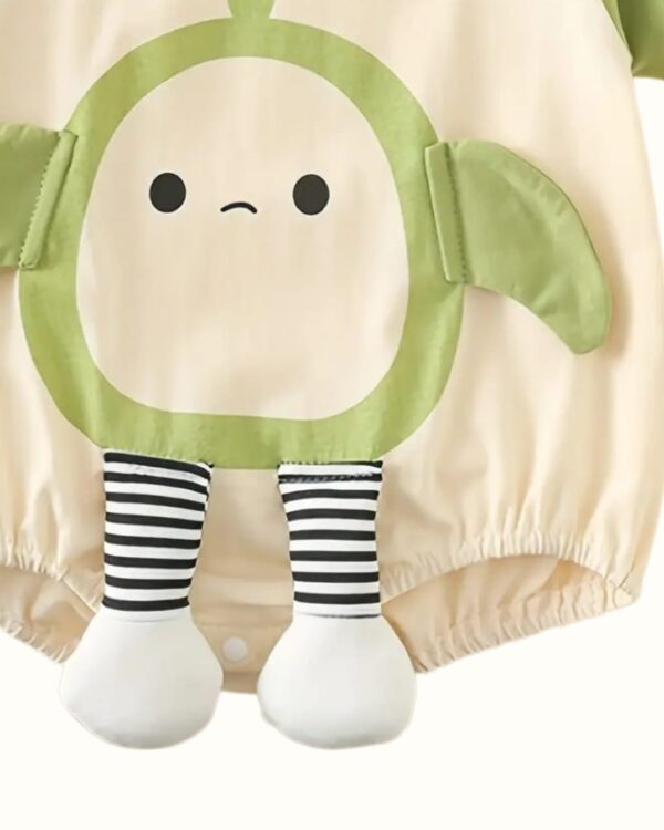 Baby Light Green Pear Print Romper Onesie – Cotton Knit Color Block Summer Outfit