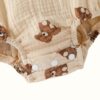Infant Unisex Beige Bear Print Onesie – Cotton Woven Street Style Romper