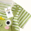 Baby Boys Light Green Frog Striped Romper with Paw Detail – Summer Cotton Knit Outfit