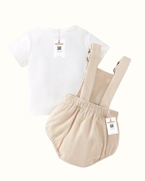 Infant Boy Dungaree Romper Set – Embroidered Lion Patch