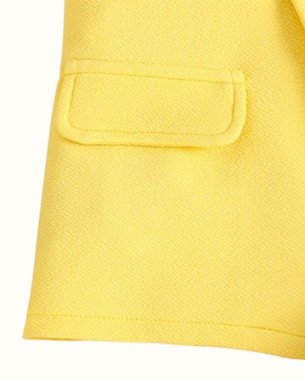 Bright Yellow Lapel Vest Coat Set with High-Waisted Strap Shorts & Belt – Street Style Summer Outfit