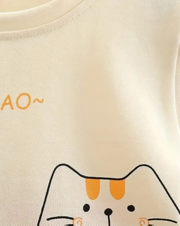 Tangerine Yellow Short with T-shirt Yellow Tangerine Shorts & T-Shirt – Cat Print