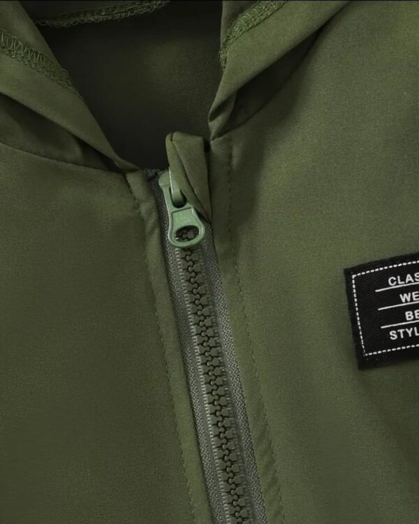 Army Green Hoodie, Shorts & Dinosaur Print T-Shirt Set for Boys – Summer Wear